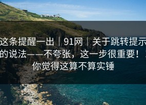 这条提醒一出｜91网｜关于跳转提示的说法——不夸张，这一步很重要！！你觉得这算不算实锤